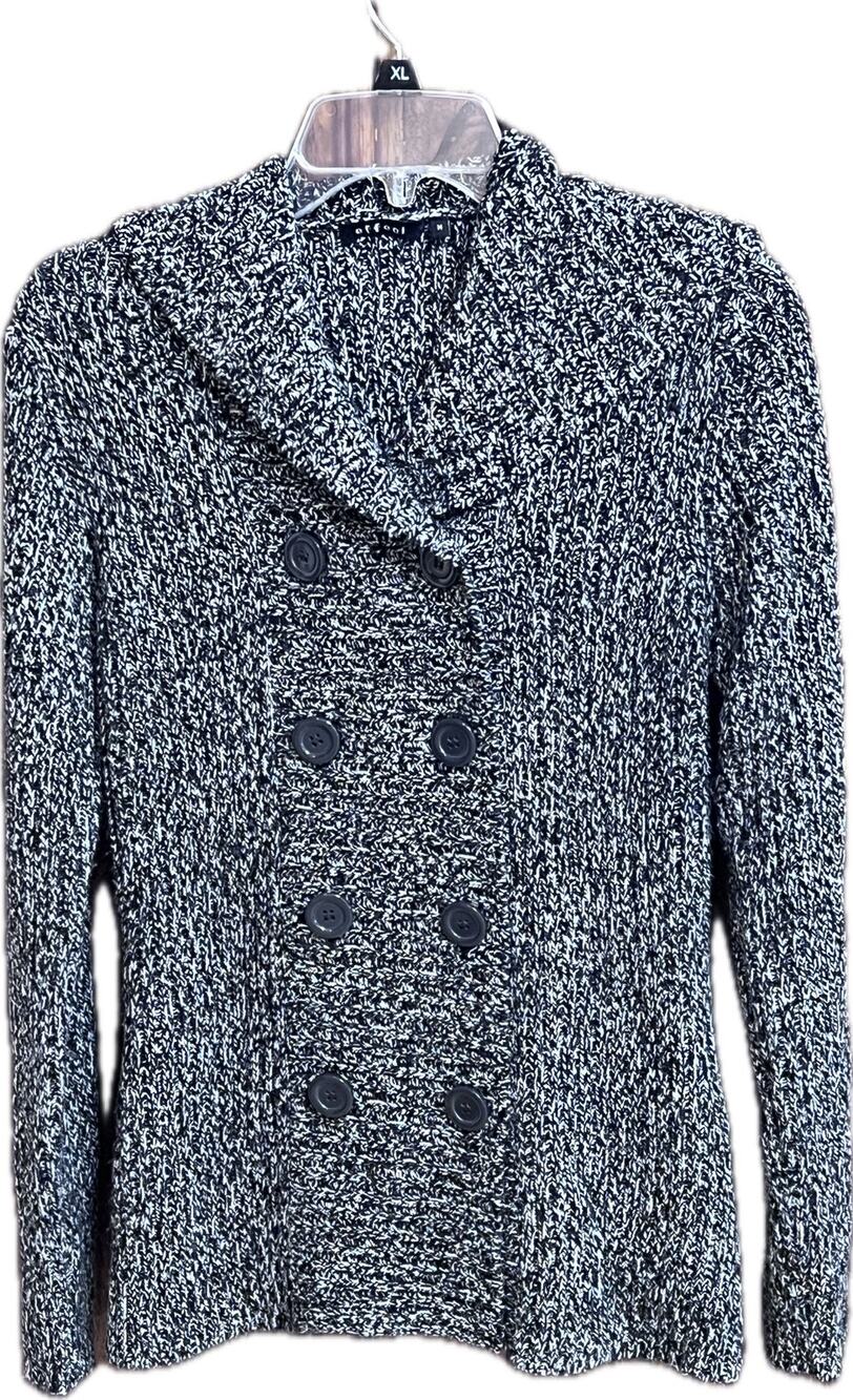 Effeci Cardigan hoodie, double breasted knit, charcoal, size Medium